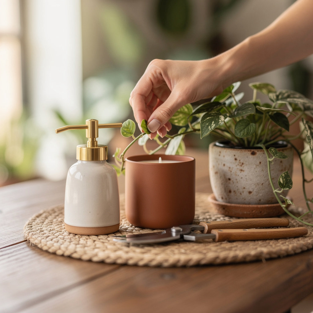 Sisters Plant Shop decorative pots, planters, and accessories displayed in a stylish Santa Barbara home setting
